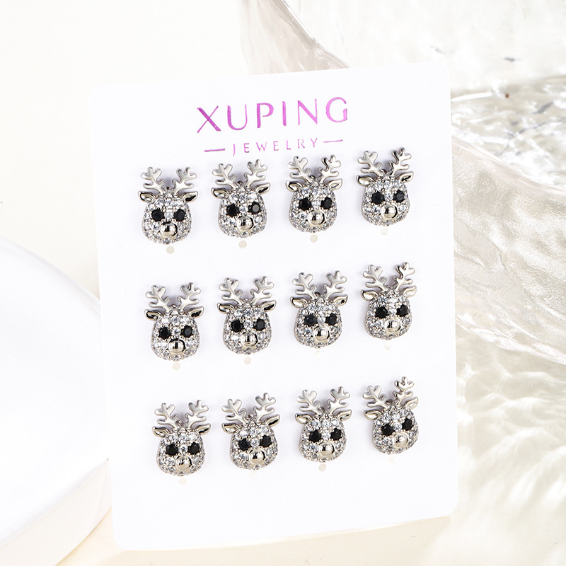 Xuping micro diamonded alce pendientes de dibujos animados japoneses y coreanos lindos pendientes de ciervo ligero lujo alta sensación de pendientes mujeres al por mayor