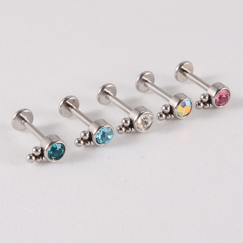 1 Pièce Boucles D'Oreilles Cartilage Style Simple Géométrique Acier Inoxydable 304 G23 Titane Acier Inoxydable Placage Incruster Strass display picture 2