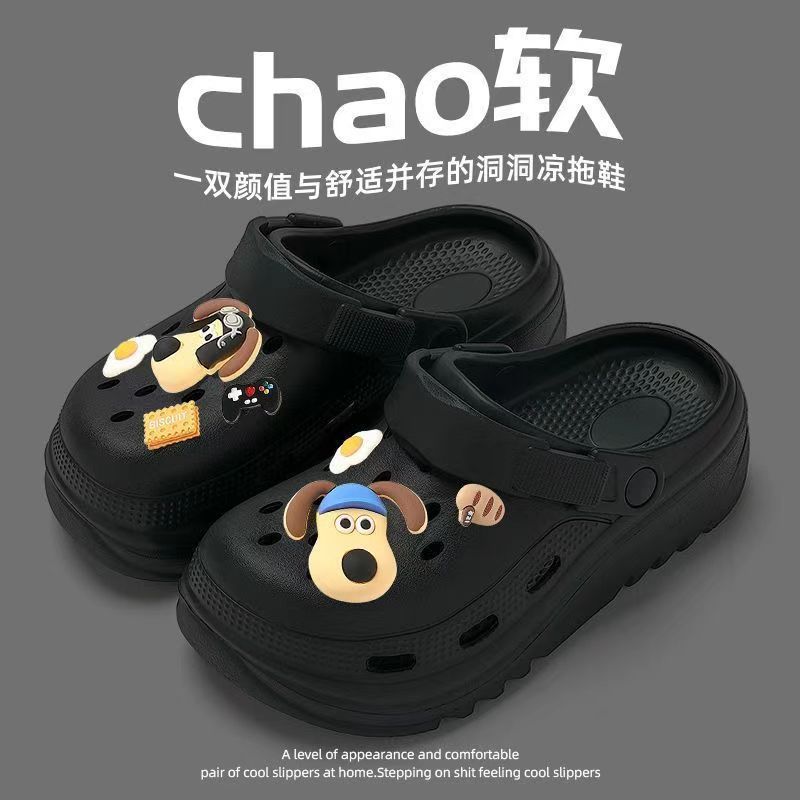 Zapatos agujeros de suela gruesa de estudiantes zapatos agujeros de mujer de verano pisar mierda sensación de suela suave desgaste pareja zapatillas transpirables mujeres