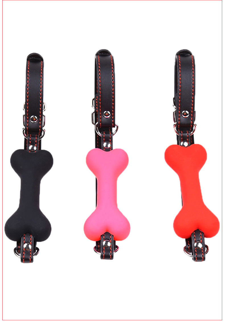Silicone Dog Bone Mouth Gag for Couples Bondage Play, Soft TPE, Black — detail image 16