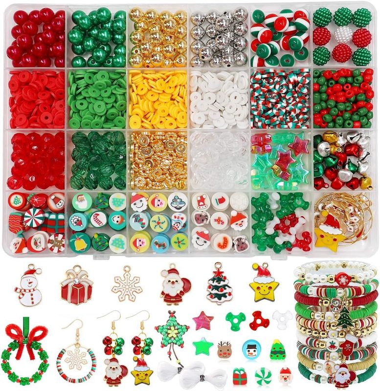 ヨーロッパとアメリカのクロスボーダークリスマス DIY セット Amazon 人気の粘土ガラスパールレタービーズ DIY ネックレスブレスレット|undefined
