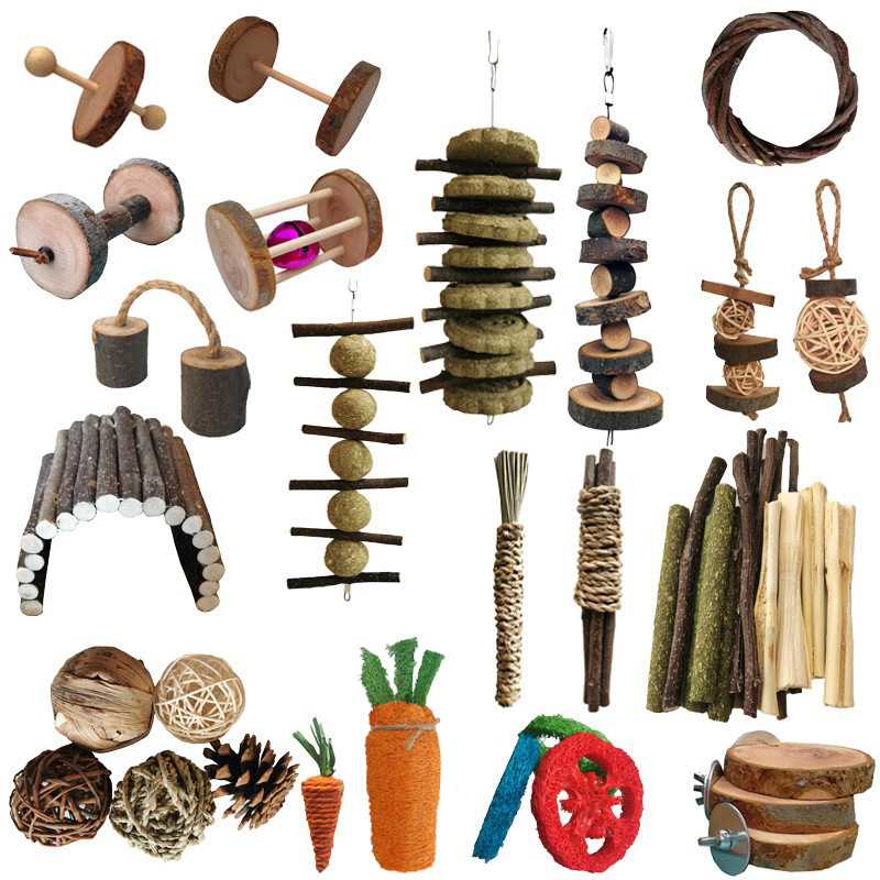 Set de Juguetes Molares para Mascotas Pequeñas de Madera Masticable para Hámsters image 6
