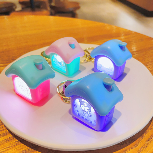 Innovative Luminous Mini House Keychain Sanrio Car Keychain School Bag Pendant Claw Machine Gift Wholesale