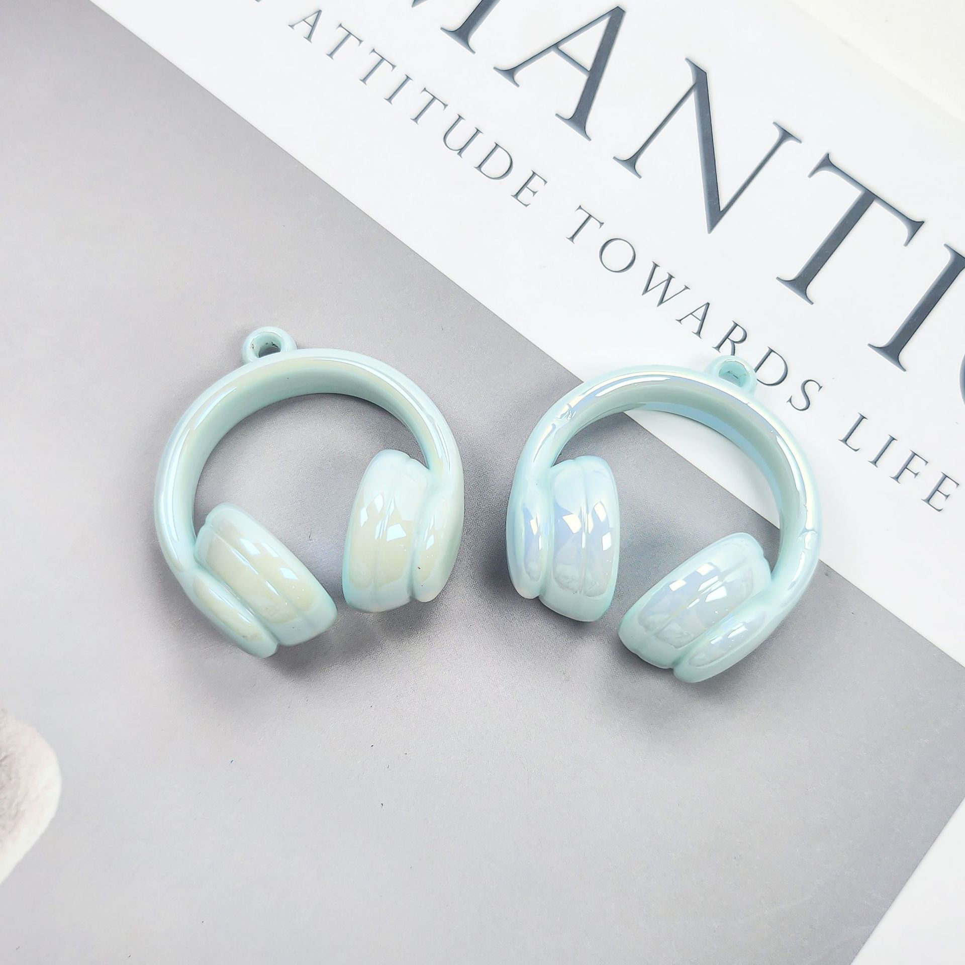 アクリルペイント 2 色グラデーションヘッドフォンビーズぶら下げ穴ビーズ diy 携帯電話チェーンペンダントネックレス素材ジュエリーアクセサリー