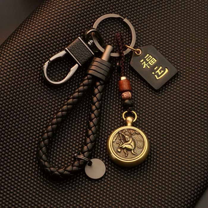 Llavero latón vuelta Zodiaco conejo dragón ovejas creativo llavero hombres personalidad pareja exquisito colgante