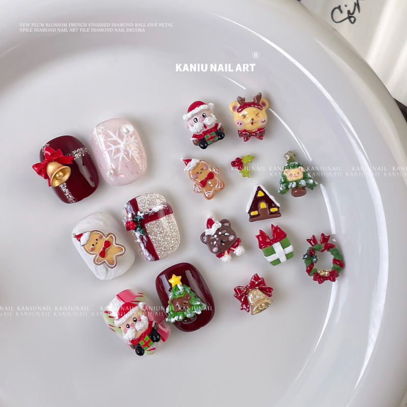 ネイルシリコンクリスマス金型3d立体超薄型彫刻クリスマスツリー姜餅人ネット赤転写装飾品ツール|undefined