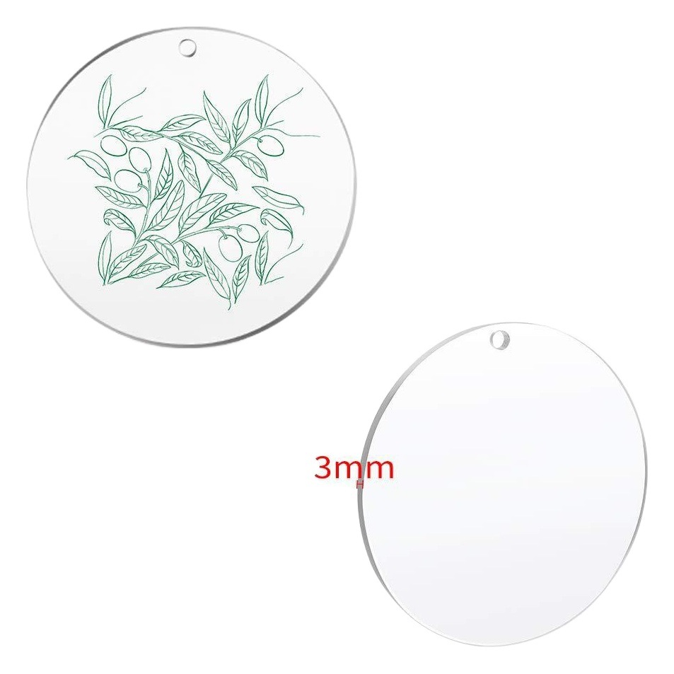 Disco redondo transparente de acrílico con agujero para decoración navideña, tallado, pintura y manualidades.