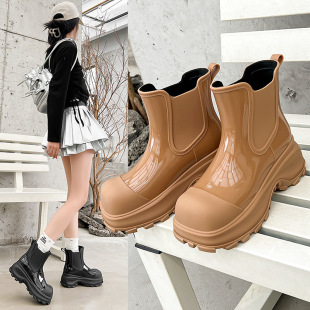 2024 cross-border explosions net red South Korea single fashion ugly cute big head rain boots women's tube water boots non-slip short rain boots