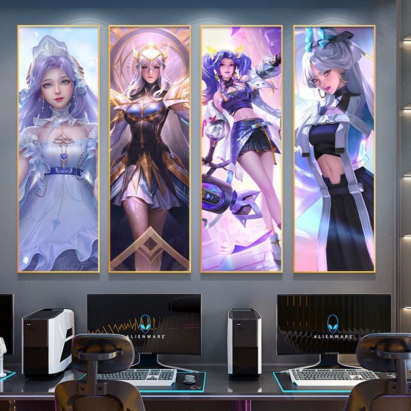 E-sports animation hanging painting room wall the glory of the king Internet cafe wall decoration painting game animation mural