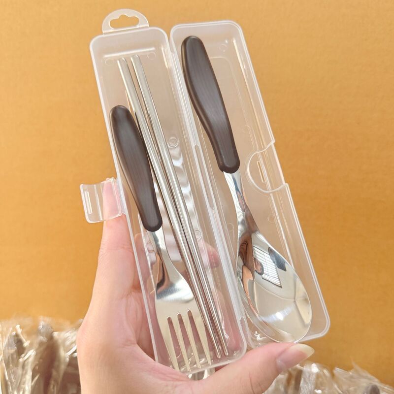 Spoon, Chopsticks, Fork Set 316 Stainless Steel Student Portable Cutlery Set with Storage Box Spoon, Chopsticks, Fork Set 316 Stainless Steel Student Portable Cutlery Set with Storage Box