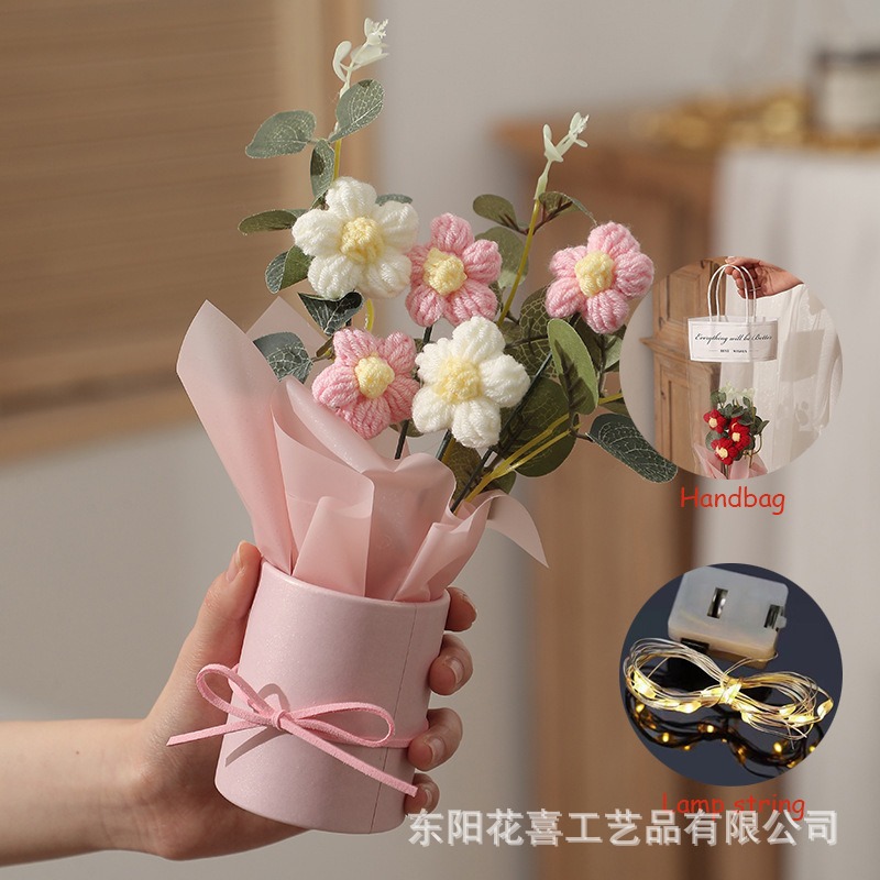 핑크 퍼프 5개 (핸드백 + 컬러풀한 스트링 조명)