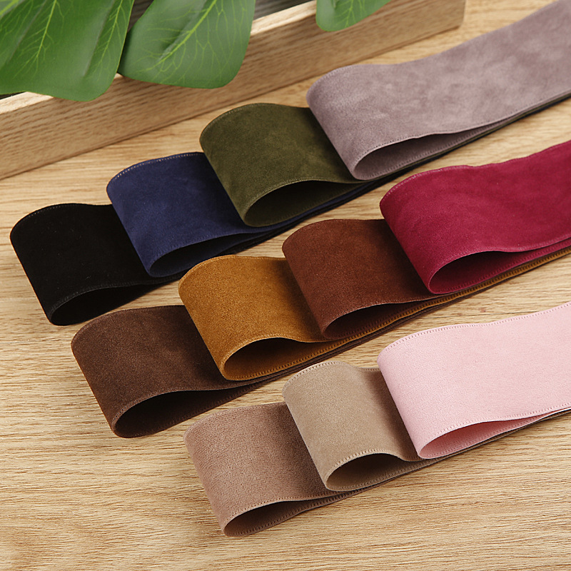 Suede edge velvet fabric ribbon bow hair accessories material clothing shoes flowers straw hat accessories flocking ribbon