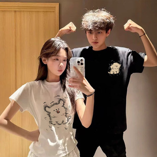 Summer Pure Cotton Short-Sleeved T-Shirt Couple Wear Lazy Style Loose Niche Design Tops for Men and Women Student Trendy Class Uniforms