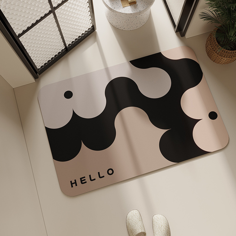 Bathroom Absorbent Floor Mat, Non-Slip Mat, Bathroom Toilet Foot Mat, Bathroom Quick-Drying Mat, Entrance Hall, Stain-Resistant and Wear-Resistant Mat