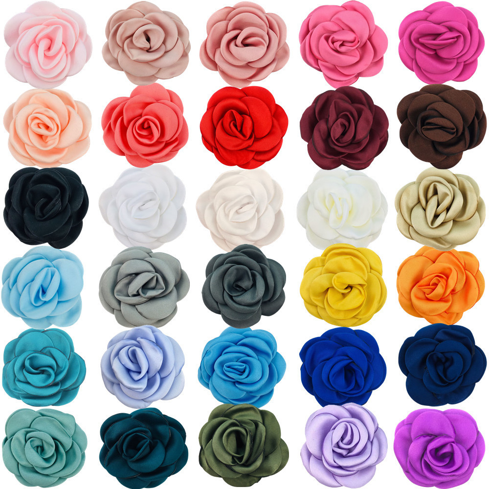 8CM Satin Burned Edge Camellia Satin Fabric DIY Corsage Flower Necklace Keychain Clothing Shoes Hat Material