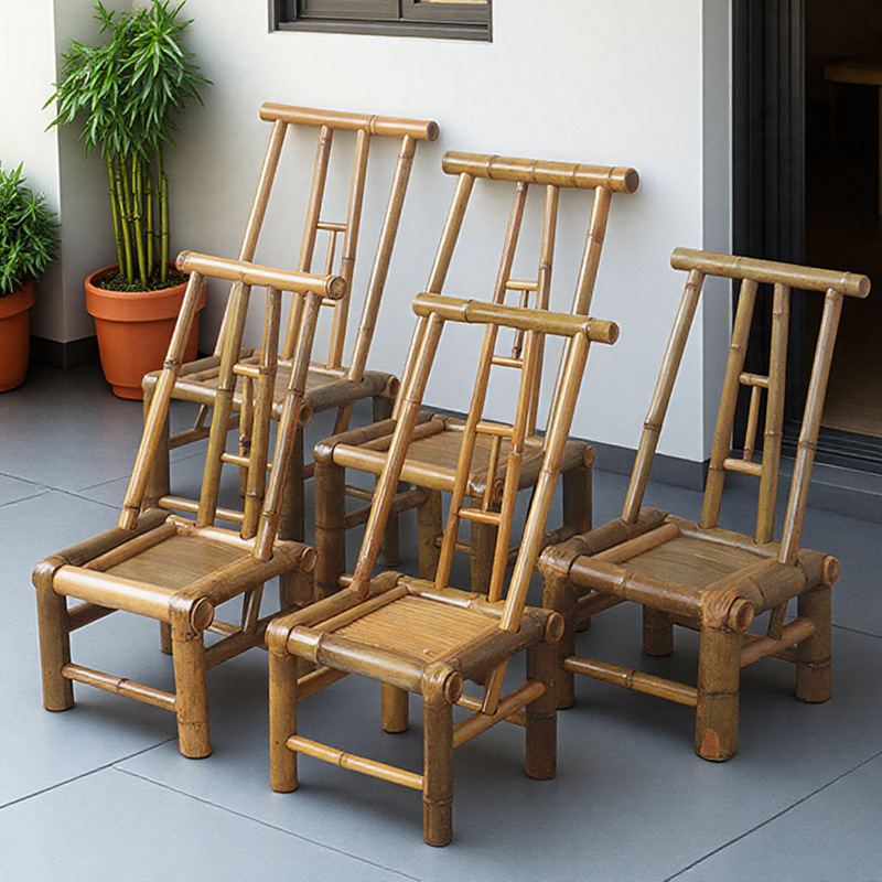 J^Bamboo Chair Backrest Outdoor Courtyard Bamboo Table and Chair Bamboo Stool Handmade Seat Bamboo Woven Home Leisure Bamboo Coffee Table Bamboo