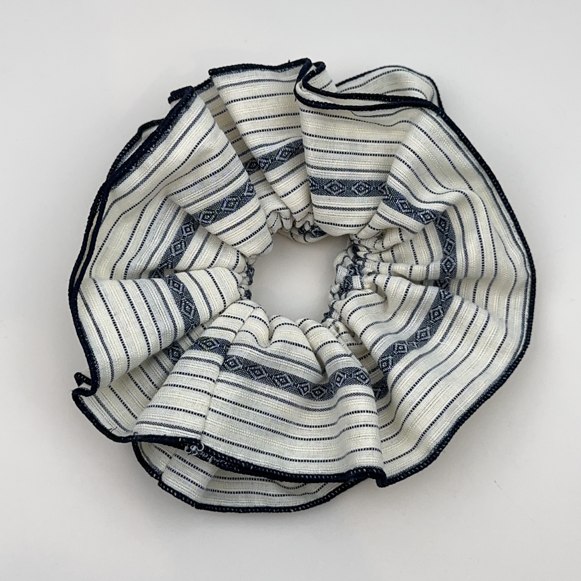 Elástico de cabelo em tecido às riscas estilo coreano para mulher_voghion.com