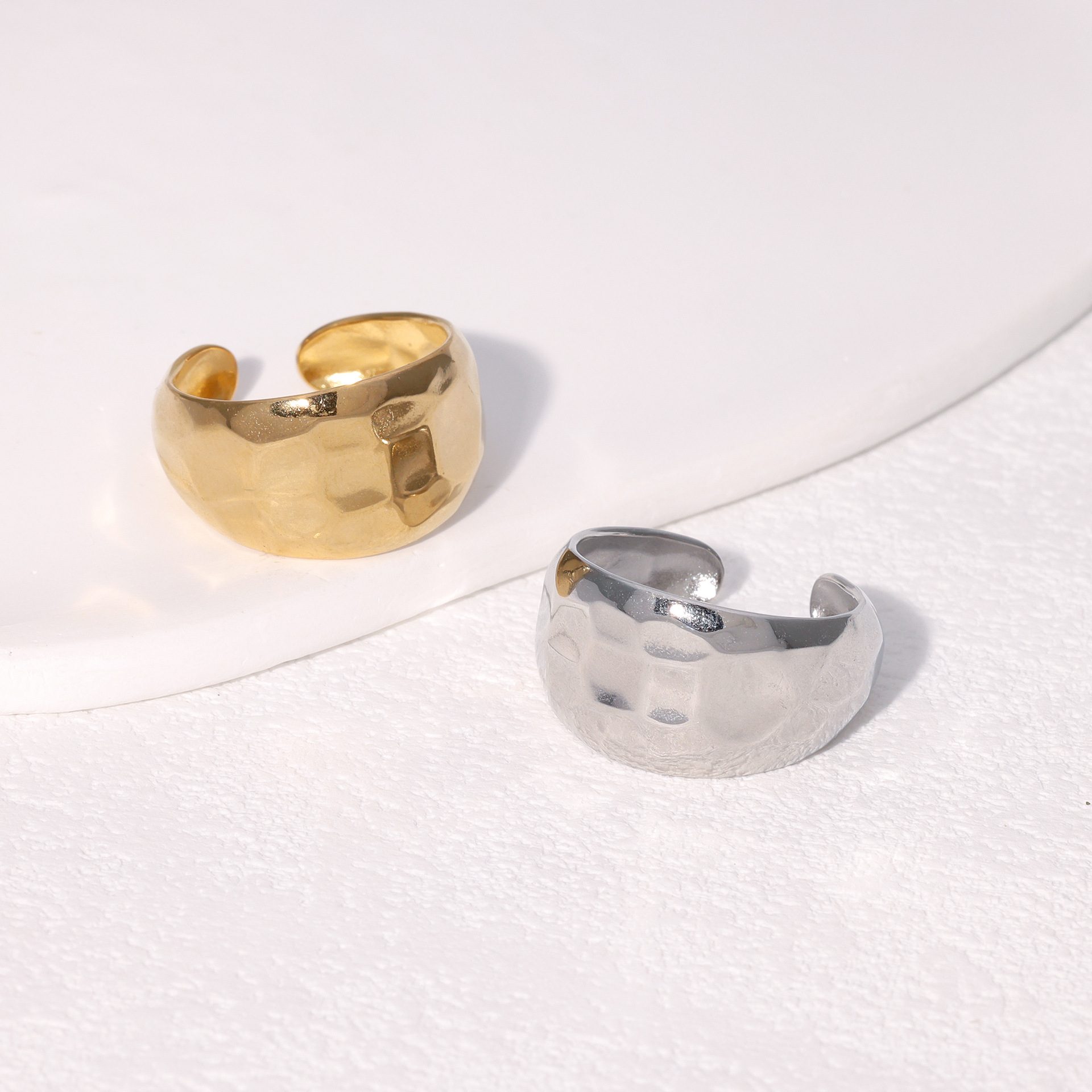 Cross-Border New Titanium Steel Ring with Adjustable Opening, Simple Niche High-End Stainless Steel Open Ring That Does Not Fade