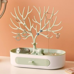 Creative deer jewelry stand desktop antler tree-shaped earrings necklace display stand key desktop storage drawer jewelry
