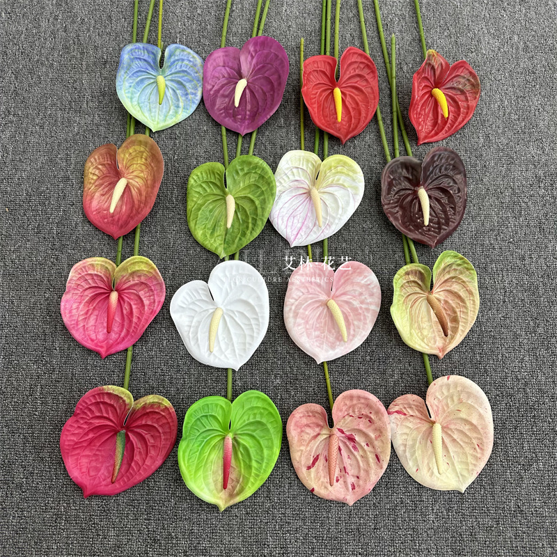 Single branch 3D red palm white palm green palm pink palm wedding artificial flower feel flaming crane soft home decoration fake flower
