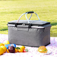 Custom Printed Cross-border Outdoor Insulated Cooler Basket Insulated Picnic Basket Foldable Ice Pack Ice Basket