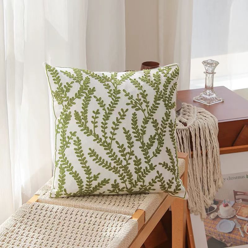 Cojín decorativo Chenille 2024, nuevo modelo, con flores pequeñas bordadas en tres dimensiones, para cabecera, dormitorio, sala de estar, ventana, con un toque de diseño.