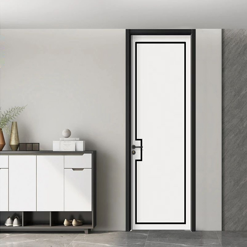 Puerta de madera moderna y simple puerta interior insonorizada silenciosa compuesta de madera sólida puerta de dormitorio de madera sólida puerta de pintura de tronco image 5