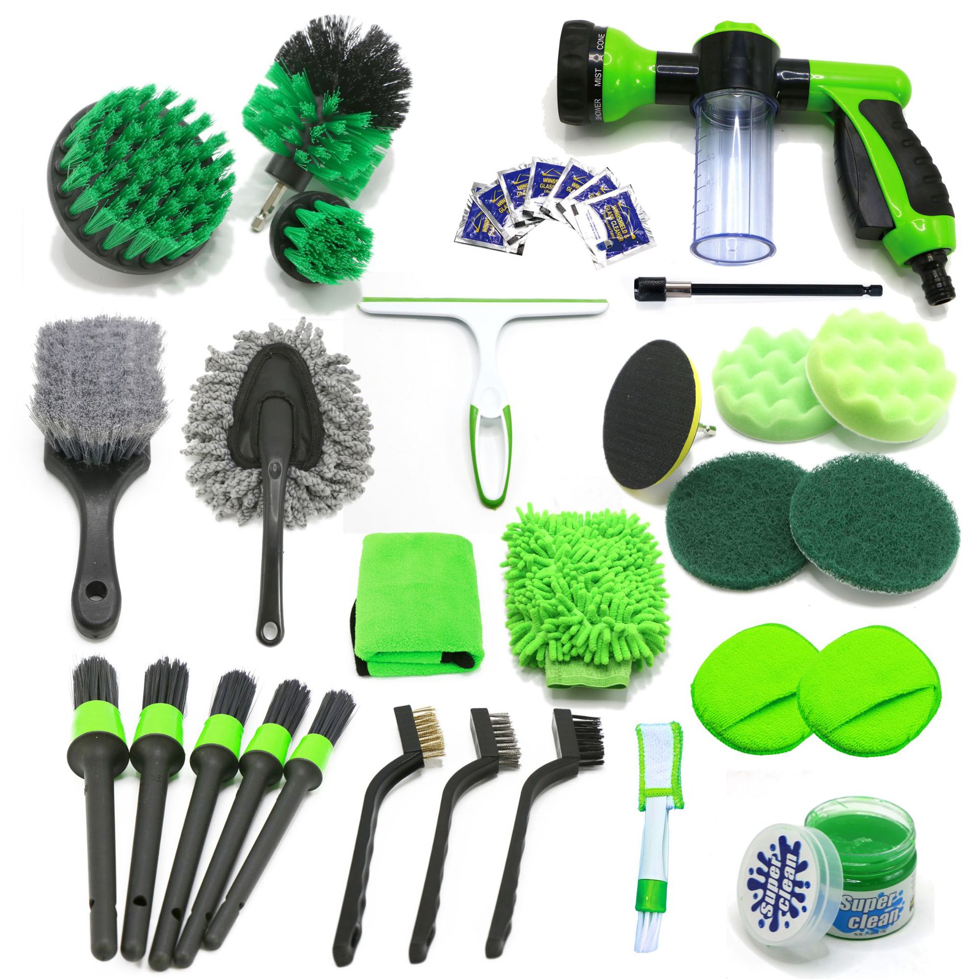 Cepillo de limpieza para lavado de autos, el más vendido de Amazon, juego de 35 piezas, cepillo para taladro eléctrico, juego de limpieza con cerdas, mango de madera, cepillo de detalle con cabeza redonda image 15
