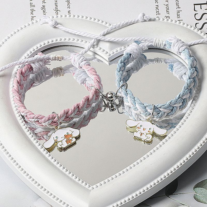 Original Cinnamon Dog Braided Couple Magnetic Bracelet for Women, Cute Cartoon Bestie Bracelet, Small Gift for Bestie
