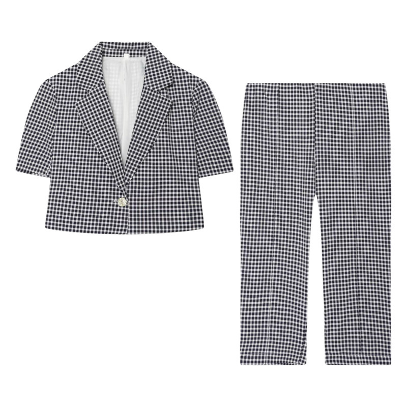 Unizera Women's Clothing 2026 Summer New Product V Neck Plaid Short Jacket 8372324 Capri Pants 8372224 Unizera Women's Clothing 2026 Summer New Product V Neck Plaid Short Jacket 8372324 Capri Pants 8372224