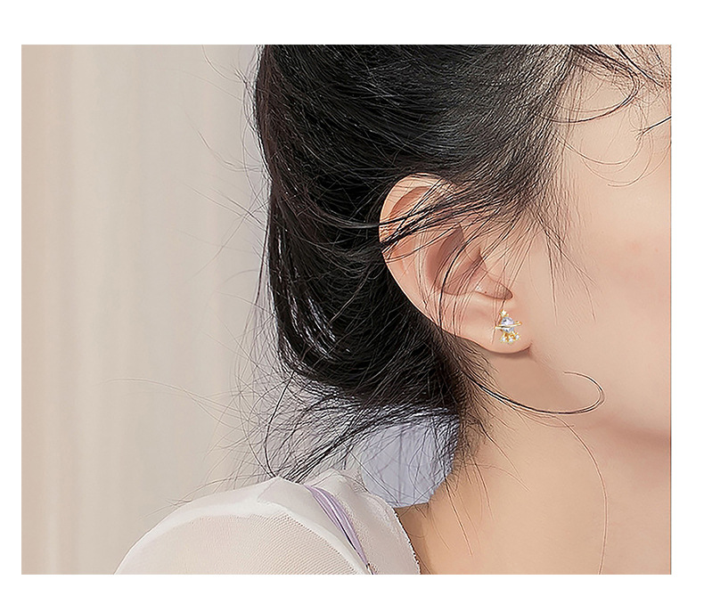 Fashion Planet Sterling Silver Plating Zircon Ear Studs 1 Pair