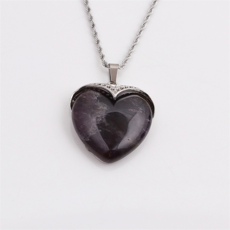 opal heart-shaped pendant korean style necklace wholesale jewelry Nihaojewelry
