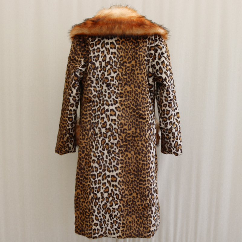 Abbigliamento da donna Cappotto in visone con stampa leopardata da donna, pelliccia lunga in visone, pelliccia di procione, ampio collo in pelliccia, giacca a vento calda e casual_voghion.com
