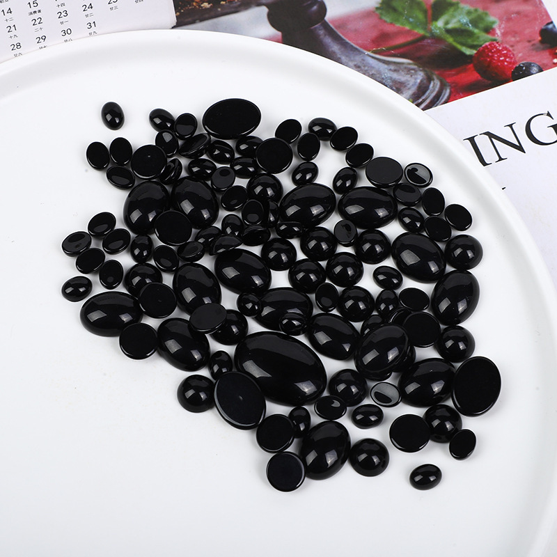 Natural Black Agate black semicircle round ring surface patch bare stone inlaid diy ring pendant jewelry accessories batch Natural Black Agate black semicircle round ring surface patch bare stone inlaid diy ring pendant jewelry accessories batch