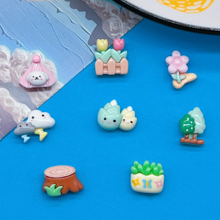 Mini small size Lightning Dark Cloud Lettuce Small Tree Flower Basket Hairpin Nail Art Refrigerator Sticker Cream Gel DIY Resin Accessories