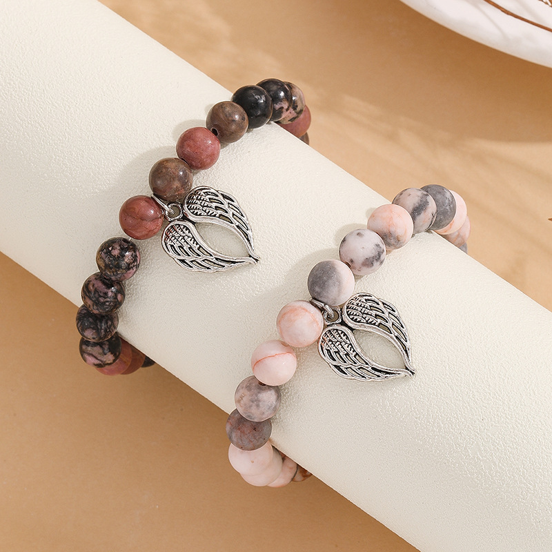 Amazon hot sale love bracelet for mother daughter friend New 8MM pink zebra beaded bracelet