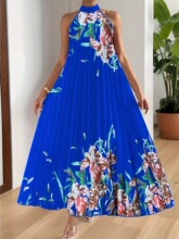 G 11300 Floral Sleeves Maxi Dress ӡ�����䳤ȹ ����