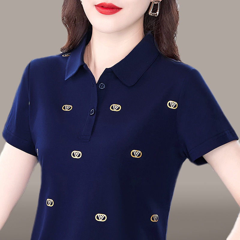 Short-Sleeved T-Shirt for Women, Summer 2026 New Style, Stylish and Loose-Fitting, Half-Sleeved T-Shirt for Middle-Aged Mothers, Polo Shirt Short-Sleeved T-Shirt for Women, Summer 2026 New Style, Stylish and Loose-Fitting, Half-Sleeved T-Shirt for Middle-Aged Mothers, Polo Shirt