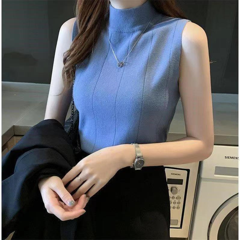 2026 New Summer Style Women's Slim-Fit Thin Sweater Sleeveless Knit Top Inner Vest Short Top