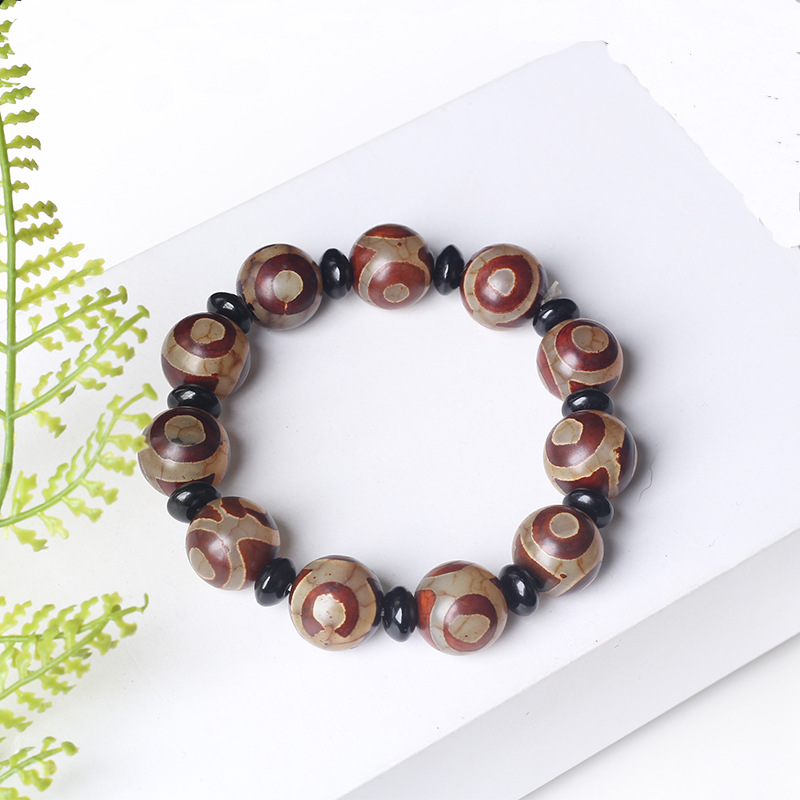 Natural Tibet raw stone boutique heaven beads three eyes day beads agate play bracelet national wind for men and women