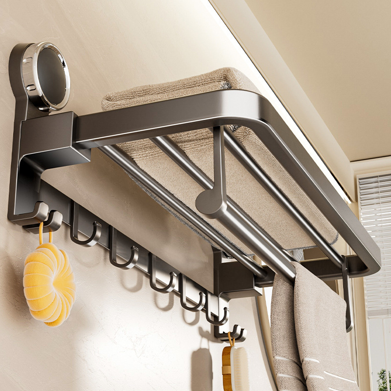 Suction Cup Towel Rack Bathroom Punch-Free Hanging Rod Bathroom Storage Rack Bathroom Toilet Bathroom Storage Towel Rack