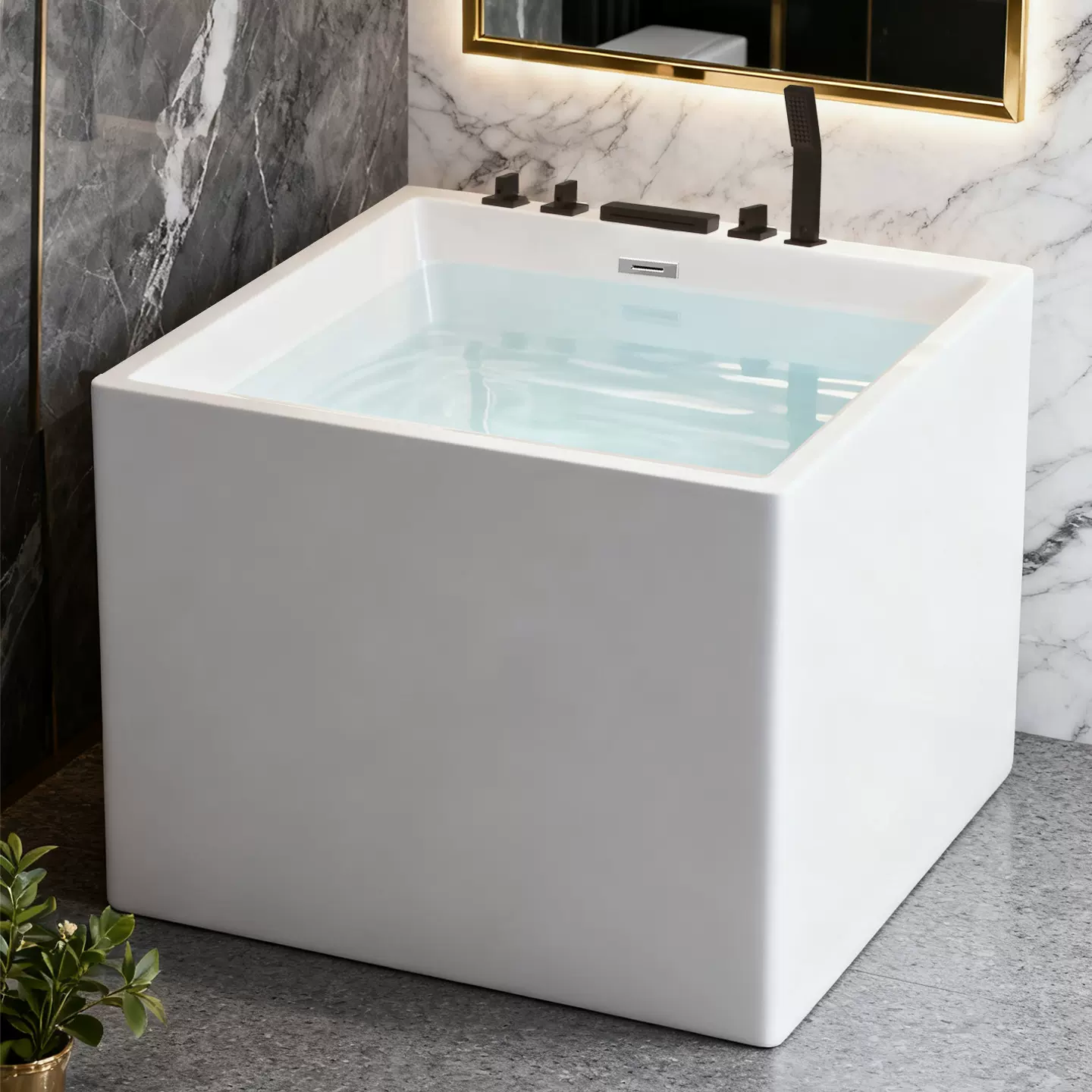 新款正方形浴缸亚克力浴缸独立无缝一体家用成人酒店民宿泡澡浴缸
