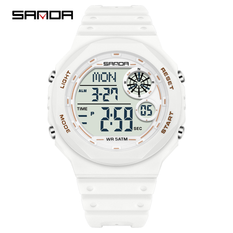 Sanda SANDA reloj electrónico deportivo al aire libre impermeable luz nocturna reloj de despertador de estudiantes de secundaria