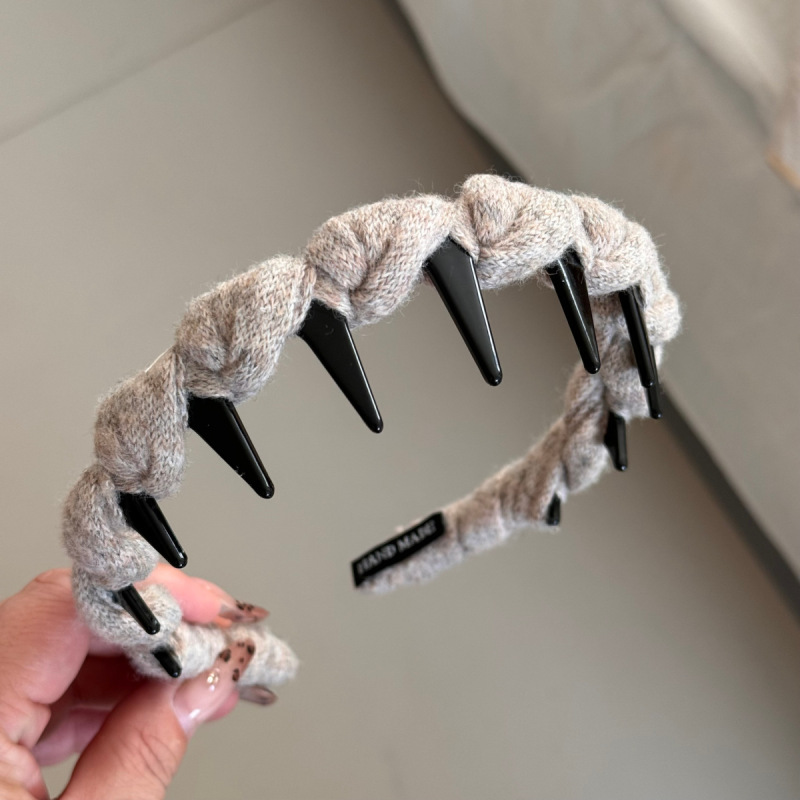 高品质缠绕麻花长齿发箍高颅顶压发洗脸头箍带齿防滑发卡发饰|undefined