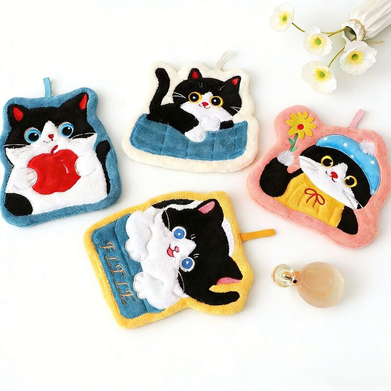Foreign Trade Cartoon Hand Towel, Cute Cat Hanging Absorbent Hand Towel, Coral Fleece Thickened Kitchen and Bathroom Towel Foreign Trade Cartoon Hand Towel, Cute Cat Hanging Absorbent Hand Towel, Coral Fleece Thickened Kitchen and Bathroom Towel