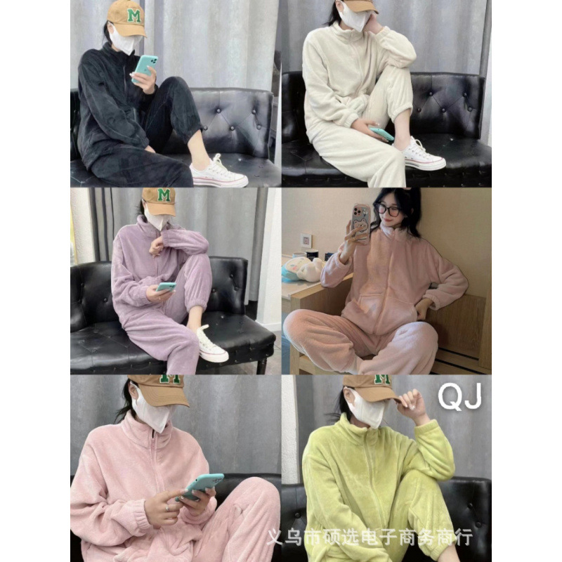 Traje de melocotón herméto pijama de lana de coral Xiaoxiangfeng nuevo estilo engrosado red térmica ropa de hogar con infrarrojos Xiaofeng