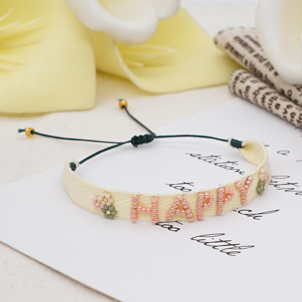 Simple Letter Beaded Flower Bracelet Wholesale Nihaojewelry display picture 5