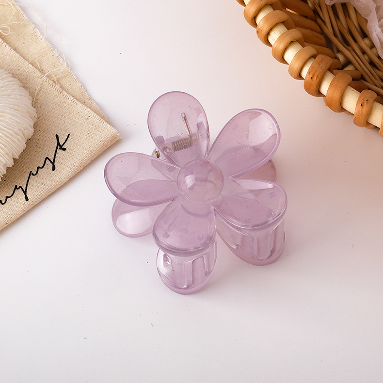 60g Weight Hair Claws Hair Accessories Type 1 Piece Quantity Holiday Occasion Arylic Material Plumeria Pattern Women'S Gender Transparent Design Sweet Style Coffee, Grey&Pink, Grey, Purple, Red, Yellow Color Sweet Women'S Plumeria Arylic Transparent Hair Claws 7