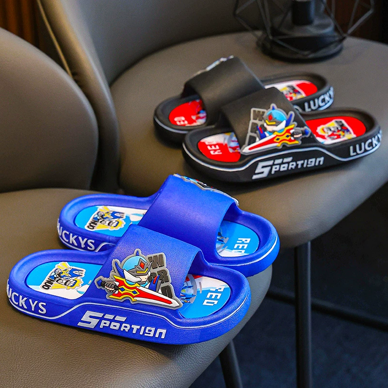 Детские сандалии, летние Нескользящие мягкие сандалии для девочек, милые домашние тапочки для ванны для мальчиков с героями мультфильмов