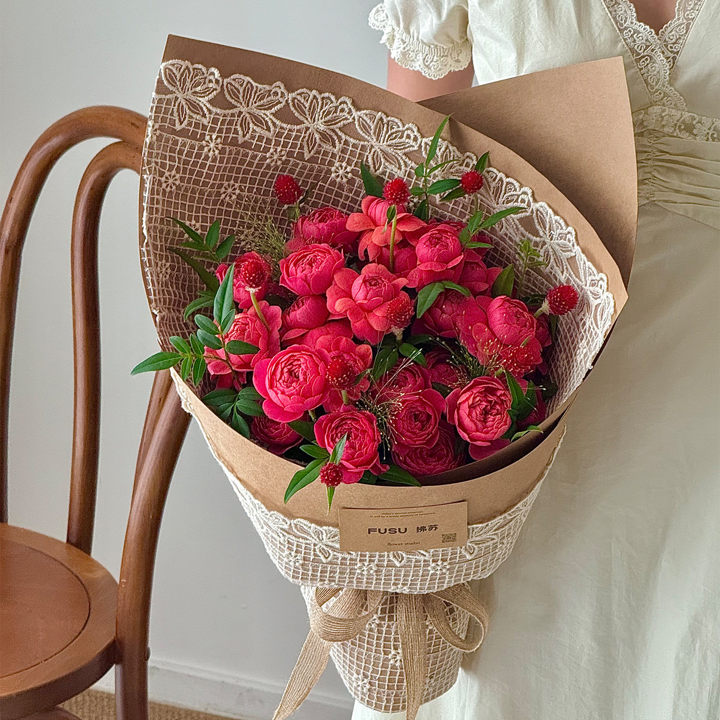 复古法式蕾丝花艺纱网创意布艺花束包装材料鲜花装饰花店DIY手工